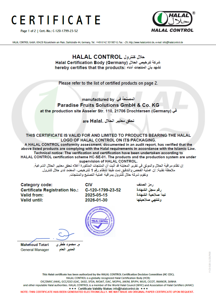 Halalzertifikat C 120 1799 52
